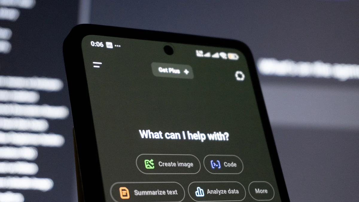 Smartphone affichant l'interface de conversation de ChatGPT